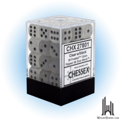 Frosted - 12mm d6 Dice Block - Clear / Black